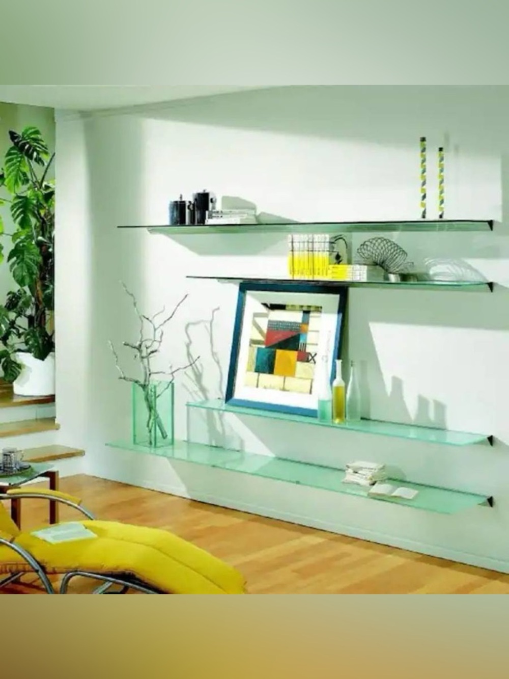 Glacier Opaque Glass Shelf with Silver Bracket Shelf Kit
